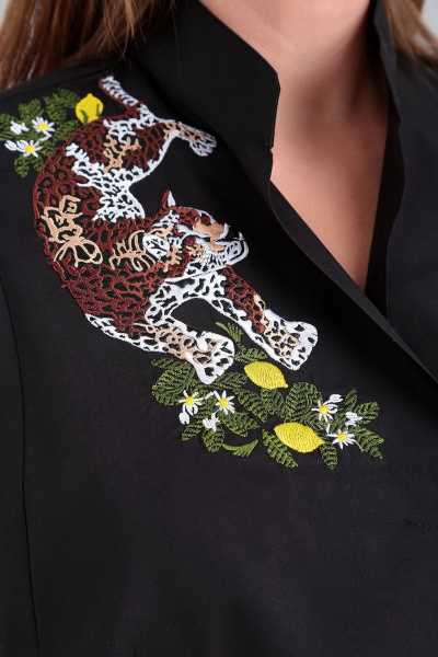 Модная свободная блуза с защипами и прорезными карманами Таир-Гранд 62412 черный - фото 7