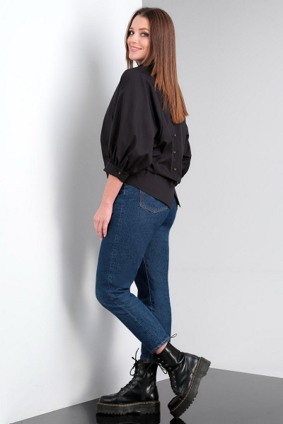 Модная свободная блуза с защипами и прорезными карманами Таир-Гранд 62412 черный - фото 5