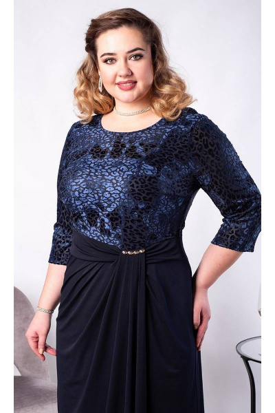 Платье в пол из бархата с складками и украшением Camelia 20116 6 - фото 5