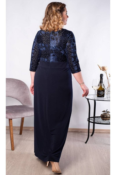 Платье в пол из бархата с складками и украшением Camelia 20116 6 - фото 3