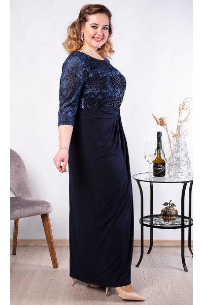 Платье в пол из бархата с складками и украшением Camelia 20116 6 - фото 2