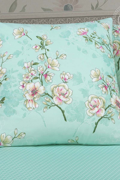 Постельное белье из поплина бирюзовое с клапанами и карманами АРТПОСТЕЛЬ 914 миндаль - фото 3