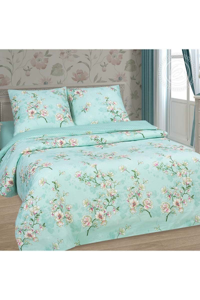 Постельное белье из поплина бирюзовое с клапанами и карманами АРТПОСТЕЛЬ 914 миндаль - фото 1