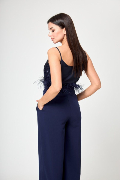 Пайеточный топ с регулируемыми бретелями для нарядных образов Anelli 1189 синий - фото 6