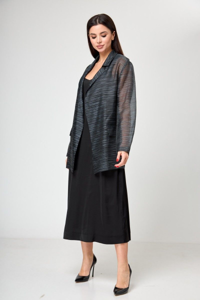 Романтичный жакет из органзы с двойными накладными карманами Anelli 1195 органза_серый - фото 4