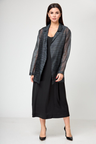 Романтичный жакет из органзы с двойными накладными карманами Anelli 1195 органза_серый - фото 2