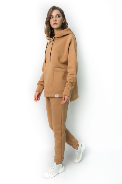 Худи Oversize с капюшоном на подкладке из трикотажа Kivviwear 4057.0 кэмел - фото 2