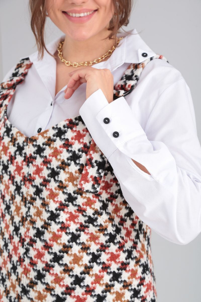 Рубашка с асимметричной манжетой и свободным силуэтом из хлопка GRATTO 4137 белый - фото 13