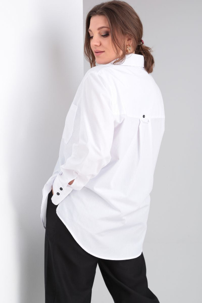Рубашка с асимметричной манжетой и свободным силуэтом из хлопка GRATTO 4137 белый - фото 9