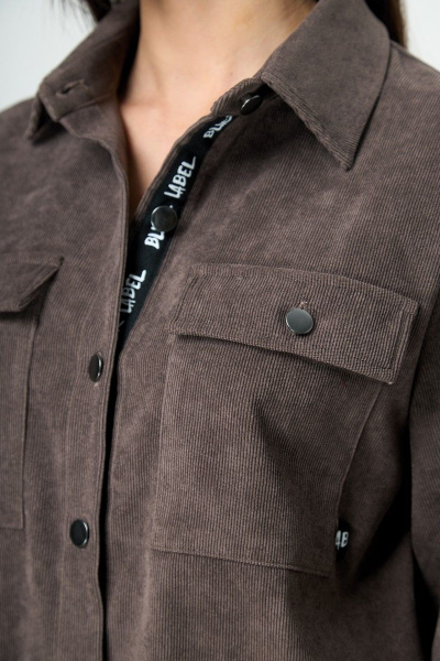 Рубашка прямого силуэта из вельвета с карманами Anelli 934 бежевый - фото 3