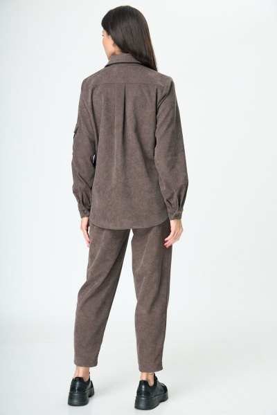 Рубашка прямого силуэта из вельвета с карманами Anelli 934 бежевый - фото 4