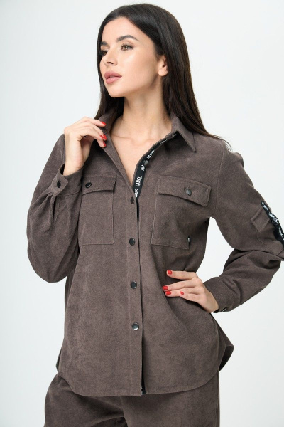 Демисезонные зауженные брюки из вельвета на резинке Anelli 1041 бежевый - фото 3