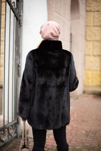 Полупальто из норки с фигурными разрезами Мехофф Агата80.223-120 темно-коричневый - фото 9