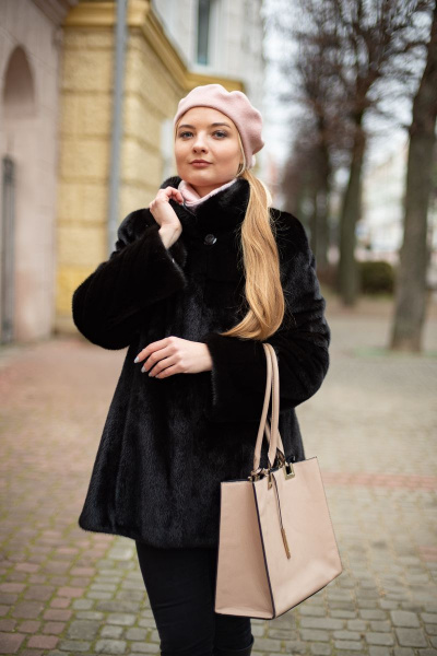 Полупальто из норки с фигурными разрезами Мехофф Агата80.223-120 темно-коричневый - фото 5