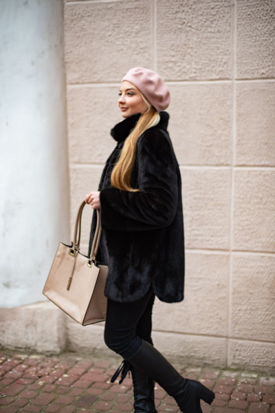 Полупальто из норки с фигурными разрезами Мехофф Агата80.223-120 темно-коричневый - фото 8