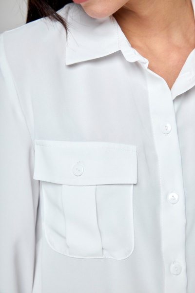 Белая блуза свободного силуэта с карманами и складками Anelli 812 белый - фото 3