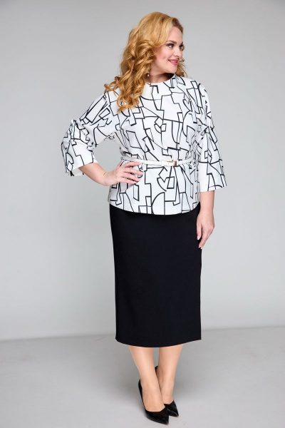 Блуза, юбка БАГРЯНИЦА 5042 черный+белый - фото 7