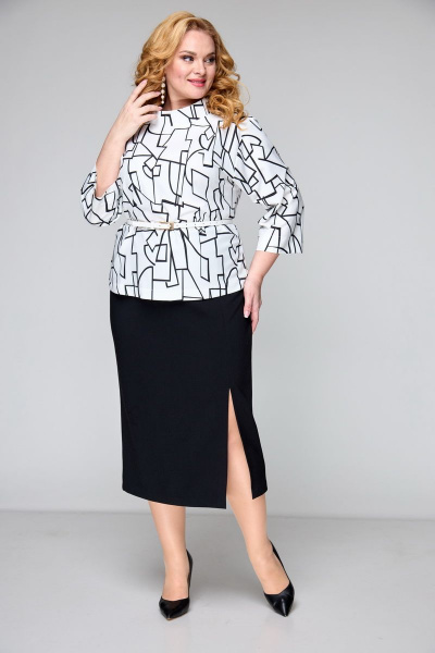 Блуза, юбка БАГРЯНИЦА 5042 черный+белый - фото 5