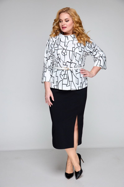 Блуза, юбка БАГРЯНИЦА 5042 черный+белый - фото 4