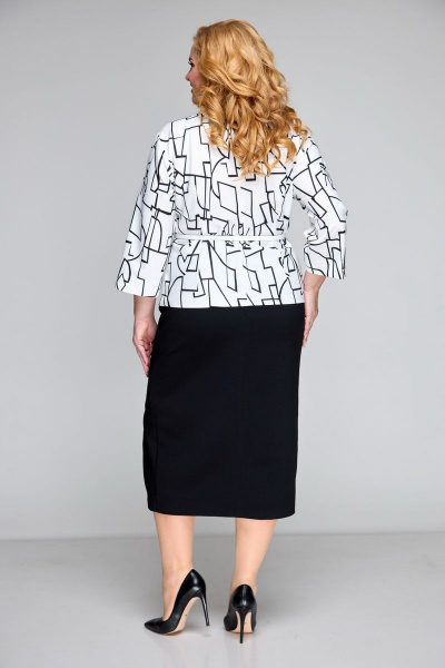 Блуза, юбка БАГРЯНИЦА 5042 черный+белый - фото 3