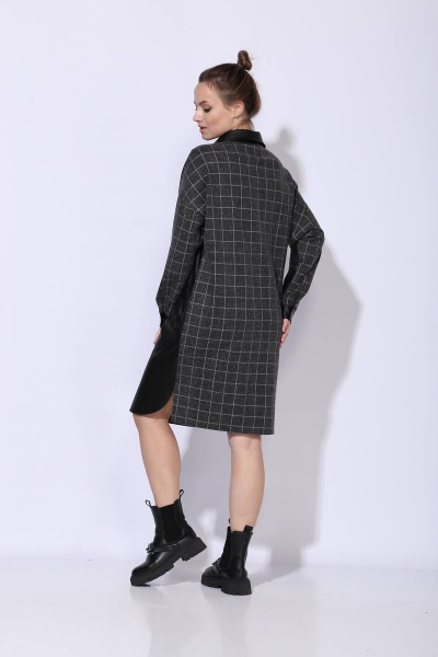 Платье TAiER 1045 серый-в-клетку+черный - фото 3