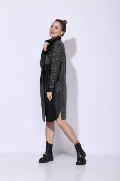 Платье TAiER 1045 серый-в-клетку+черный - фото 2
