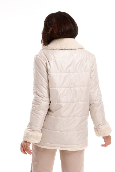 Бежевая демисезонная куртка прямого кроя с накладными карманами IUKONA 6029 лунный - фото 9