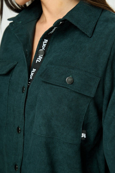 Рубашка вельветовая изумрудного цвета с карманами Anelli 934 бутылка - фото 6