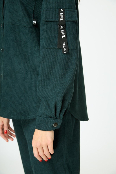 Рубашка вельветовая изумрудного цвета с карманами Anelli 934 бутылка - фото 5