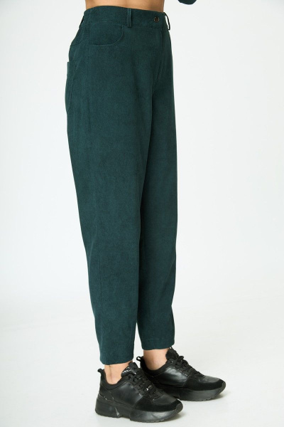 Зеленые вельветовые зауженные брюки с карманами Anelli 1041 бутылка - фото 6