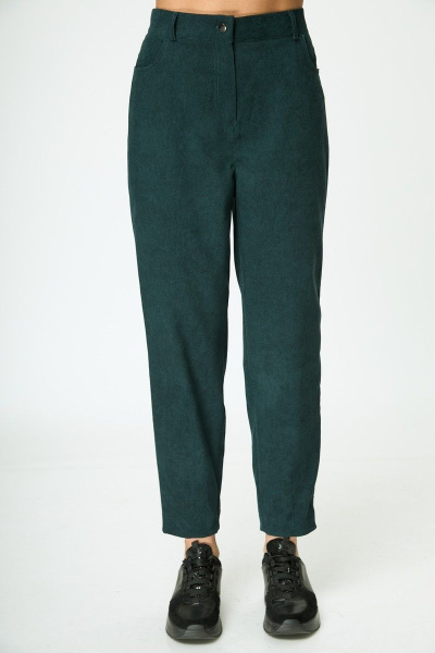 Зеленые вельветовые зауженные брюки с карманами Anelli 1041 бутылка - фото 5