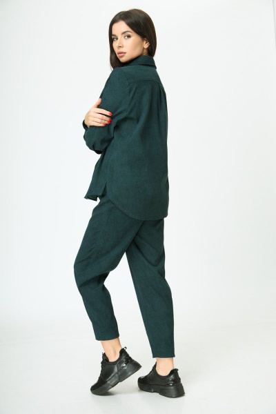 Зеленые вельветовые зауженные брюки с карманами Anelli 1041 бутылка - фото 3