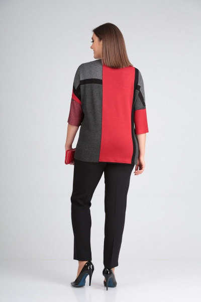 Демисезонный комплект из текстиля с асимметричным джемпером Grace for you 224/3 красный - фото 3
