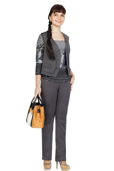 Блуза с длинным рукавом, брюки и жилет для демисезонного образа Domiti 93 - фото 1