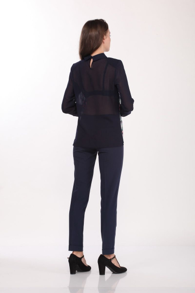 Нарядная женская блуза из вискозы с рукавом ¾ и сеткой Ga-Ta Style 1601/6 черный - фото 7