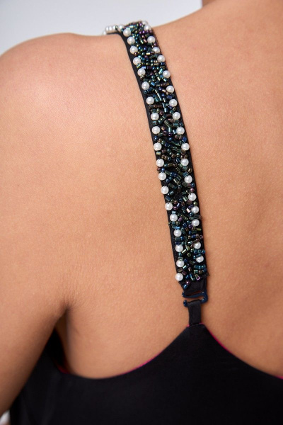 Платье с пайетками футляр с лодочным вырезом Anelli 1180 черный-фуксия - фото 12