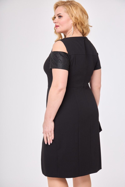 Платье из искусственной замши с запахом и разрезом Anelli 1196 черный - фото 7