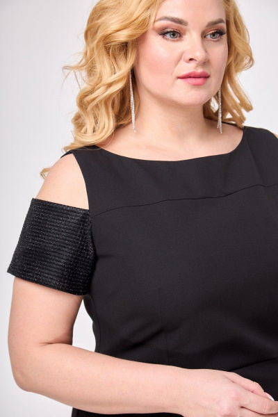 Платье из искусственной замши с запахом и разрезом Anelli 1196 черный - фото 6