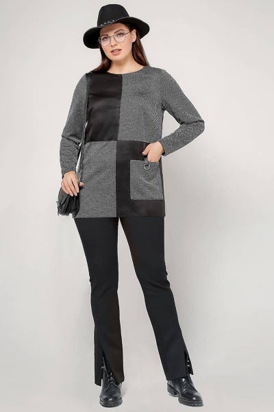 Туника La rouge 9056 серо-черный - фото 2