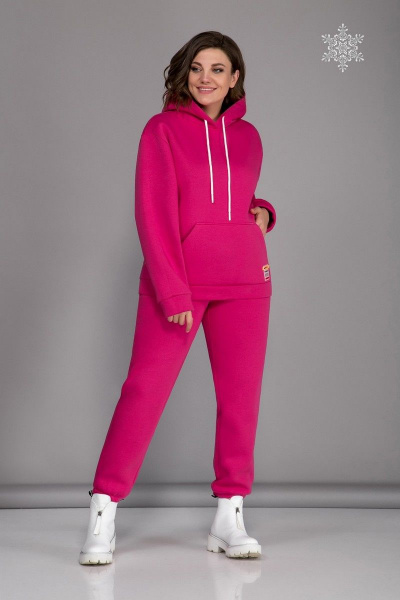 Спортивный женский костюм с худи и джоггерами из трикотажа INVITE 6010 фуксия - фото 1