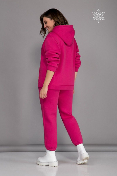 Спортивный женский костюм с худи и джоггерами из трикотажа INVITE 6010 фуксия - фото 3