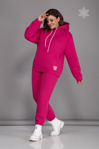 Спортивный женский костюм с худи и джоггерами из трикотажа INVITE 6010 фуксия - фото 2