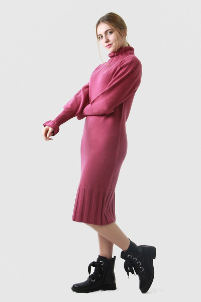 Платье свободное из шерстяного трикотажа с воротником Полесье С4581-19 9С0198-Д43 164 св.ликер - фото 1