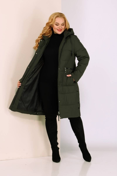 Пальто Shetti 2047 хаки - фото 7