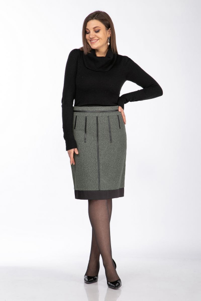 Юбка классическая из шерстяного текстиля с шлицей Klever 401 темно-серый - фото 2