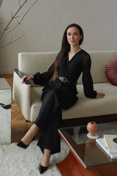 Блузка-боди из кружева и трикотажа с длинными рукавами Legend Style B-033 - фото 8