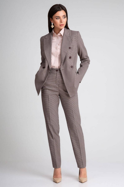 Брюки, жакет IVARI 10503 гусиная_лапка_бордо - фото 1