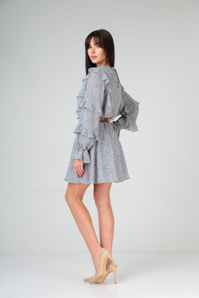 Демисезонное платье на подклады с рюшей и рукавом фонарик Your size 2129 - фото 7