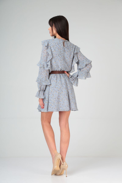 Демисезонное платье на подклады с рюшей и рукавом фонарик Your size 2129 - фото 6