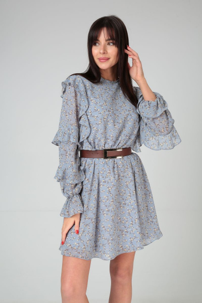 Демисезонное платье на подклады с рюшей и рукавом фонарик Your size 2129 - фото 5